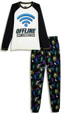 New Boys Offline Not Connected Gaming Cosy Fleece Twosie Pyjama Set 7-8 Years
