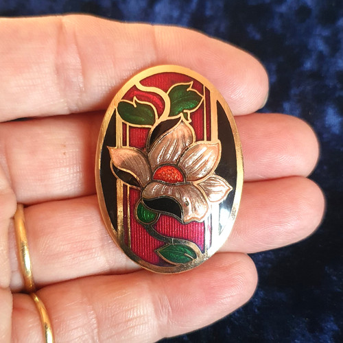 Vintage brooch cloisonne - vintage,