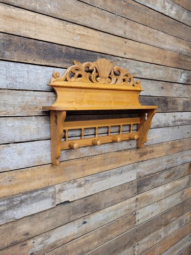 Pine wall shelf carved - shelf,