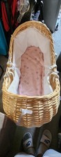 Mothercare Wicker Moses Basket And Swinging Rocker Stand + liner and mattresses.