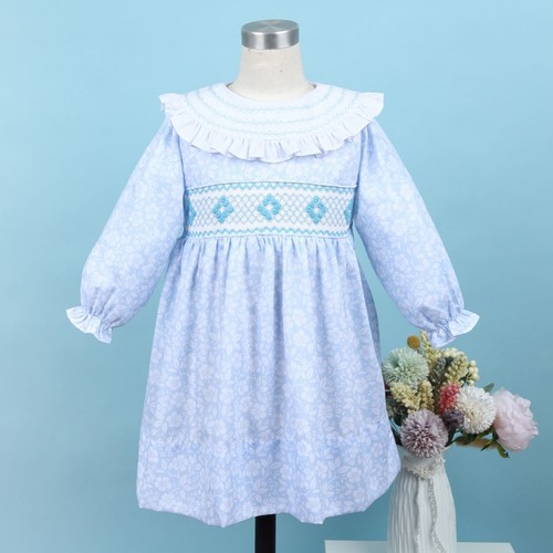 Baby girls smocked - smocked, blue