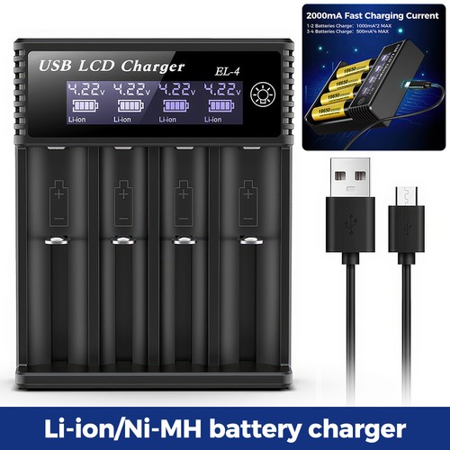 Smart slot battery charger - 4-slot,
