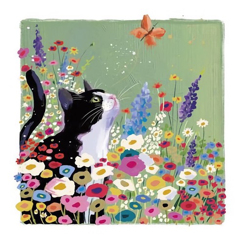 Cat flowers blank - cat,