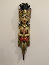 Balinese Hindu Mermaid Goddess Hand-carved Wood Statue Wall Hanging