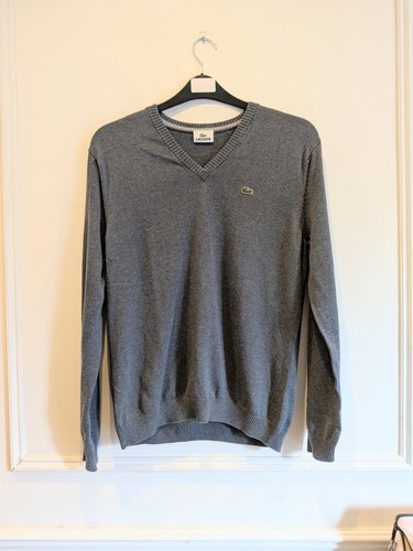 Men lacoste grey neck - men's, v-neck