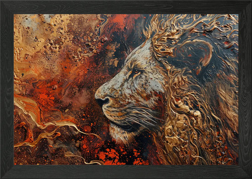 Lion painting with - , gold