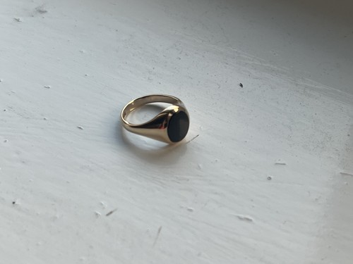 Vintage 9ct gold black onyx - black,