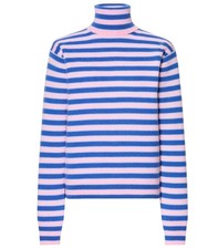 Marni Uniqlo Jumper Cashmere Striped Roll Neck Blue Pink Size L NEW