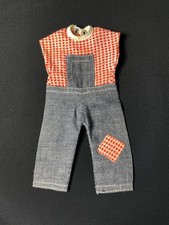 Sindy Patch dungaree 1966 red check Pedigree 9GPS bib fit 9" doll EXCELLENT