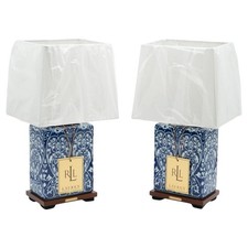 PAIR OF RALPH LAUREN EX DISPLAY BLUE & WHITE CERAMIC TABLE LAMPS  (1/2)