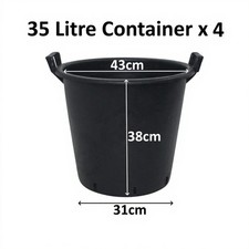 4 x 35 Litre Plant Tree Pot With Handles Heavy Duty 35L Lt Big Large Plastic