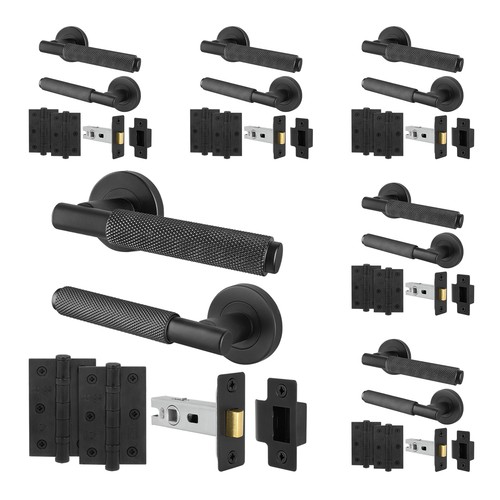Black knurled door - black,