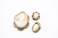 Shell Cameo Brooches Antique Diane Ornate Portrait Ladies x 3