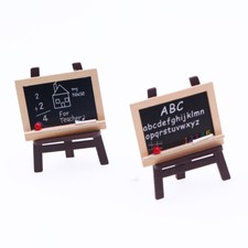 2Set 1:12TH Scale Dolls House Miniature Wooden Blackboard Easel Toys Accessories