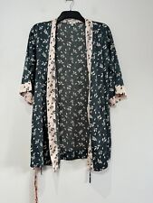 River Island Dressing Gown Satin Floral Print Kimono Size 6-8 Grey Pink