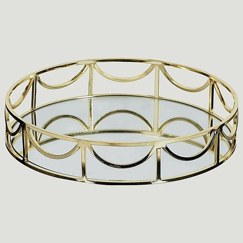Round gold mirror - mirror, candle