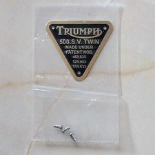 Triumph 500 Side Valve Twin BRASS Timing Cover Patent Plate c/w 3 Rivets E4016