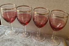 4 x  Vintage Cranberry & Gold
