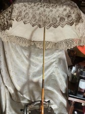 Antique Bamboo Handle Lace Gauze Parasol ,whitish,super Quality,I Think