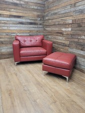 Red faux leather armchair - red,