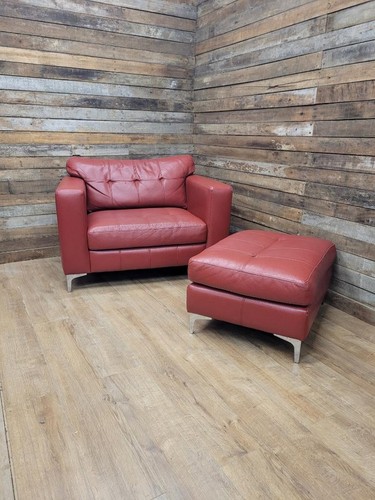 Red faux leather armchair - red,