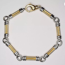 Bracelet Link 7.5" Gold 9ct Yellow / White 2 Tone Men Boys Unisex 12g