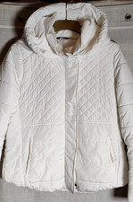 Ladies size 14 white winter weight padded & hooded coat from F&F