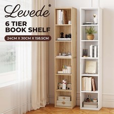 Levede Bookshelf 6 Tier Bookcase Shelves Tall Narrow Storage Display Shelving