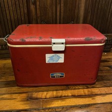 1970s 48 Qt Red Thermos Metal