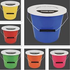 Large Charity Money Collection Buckets  With Lids  & lid Labels & Security Ties