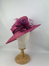 WINDSMOOR Pink with  Aubergine Trimmed Hat (1163)