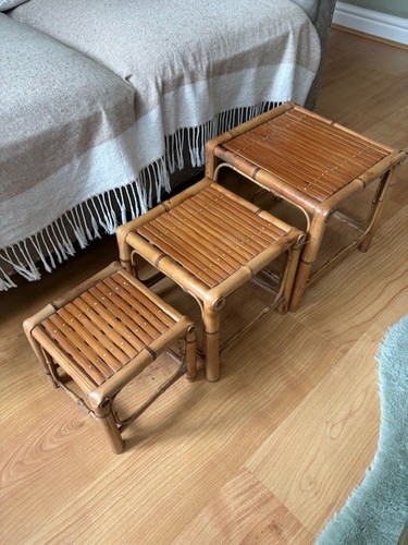 Vintage bamboo tables nest - vintage,