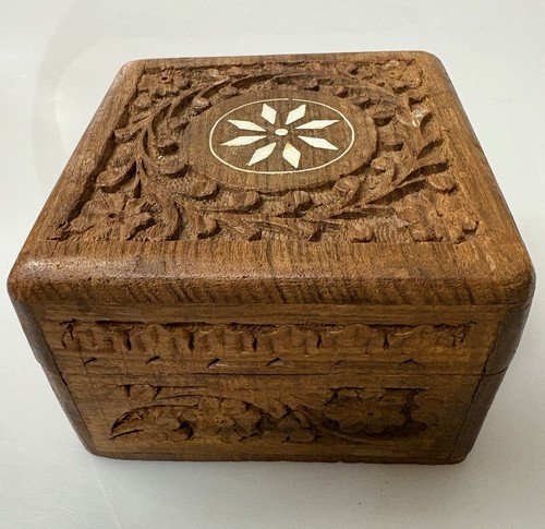Hand carved hinged wooden - hinged,