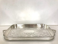 Arthur Price Silver Plated Tray 16" Oblong Mounted Gallery Tray Boxed
