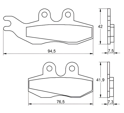 Front recessed brake pads - pads, for
