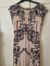 Miss Selfridge - Nude prom/occasions  dress with black sequins/beads - 12