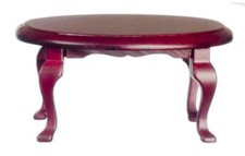 Dolls House Mahogany Oval Queen Anne Coffee Table Living Room Furniture