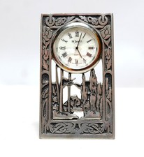 St Justin English Pewter Clock Mother of Pearl | Vintage |