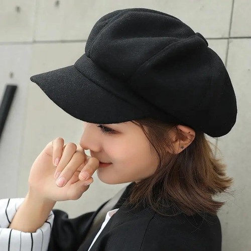 Plain beret hat wool autumn - hat,