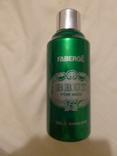Rare Faberge Brut for Men Talc in Vintage Green Metal Container
