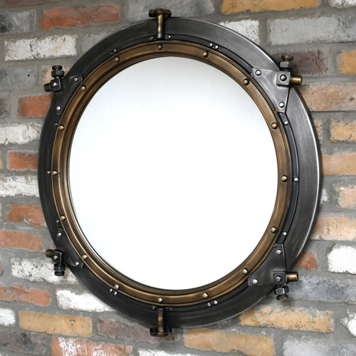 Round gold black nautical - black,