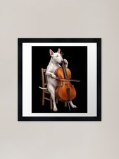 Bull Terrier Playing Cello
