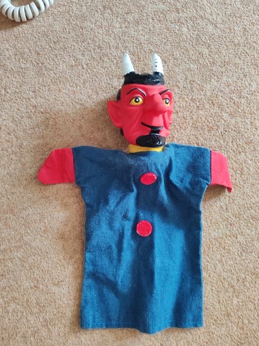 Vintage devil hand puppet - devil, red