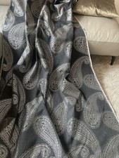Villa Nova Silver Paisley On Black Jacquard Fabric- Curtains Cushions Upholstery