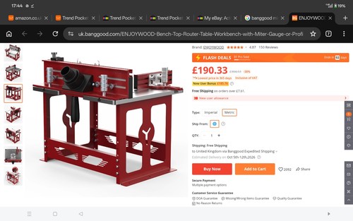 Enjoywood bench top router - top,