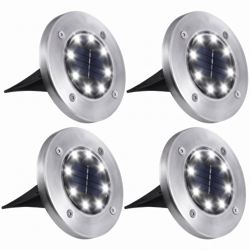 Led solar disk lights - 4x,