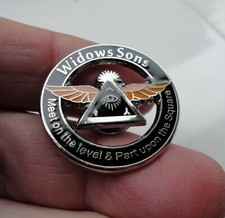 Pre-Owned Freemason Widows Sons Enamel Pin Badge Bike Hiram Abiff Eye Wings