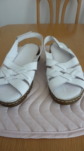 Ladies white leather sandals - ladies,