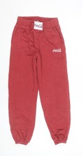 Zara Women Red Cotton Jogger Sweatpants S Coca-Cola Logo