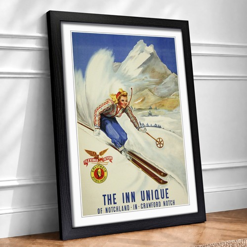 Vintage ski travel - vintage, framed